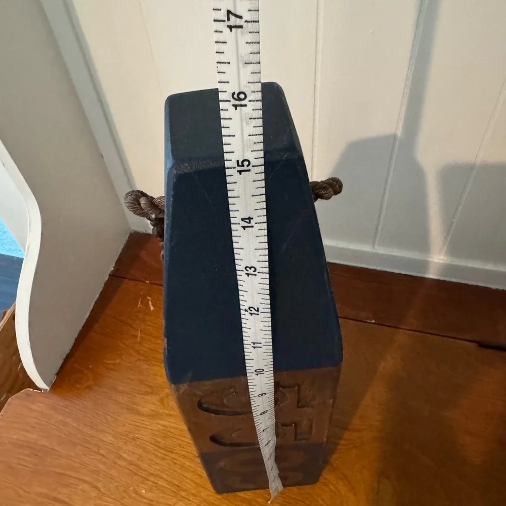 Pottery Barn Heavy Wood Buoy – 15” Navy & Dark Wood | EUC